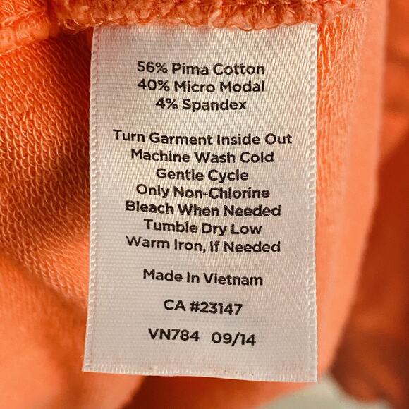 T by Talbots Hoodie Sweatshirt Womens XL Orange Full Zip Up Pima Cotton Cozy - Picture 4 of 5